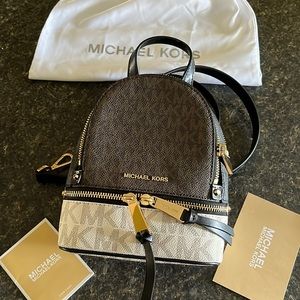 Michael Kors Rhea Mini Backpack Black and White New without tags!💐🦋🦋🦋
